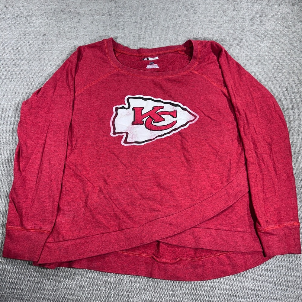 Team Apparel Kansas City‎ Chiefs Top Womens LG Red Good Crossover Hem Logo
